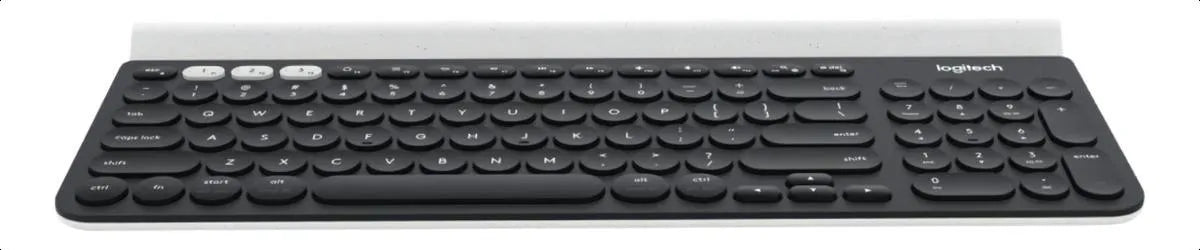 Teclado bluetooth Logitech QWERTY español latinoamérica color negro y blanco