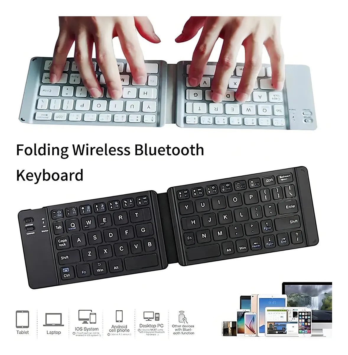 Teclado Inalambrico Bluetooth Plegable Para Pc Cel Letra Ñ Teclado Gris Idioma Inglés Internacional