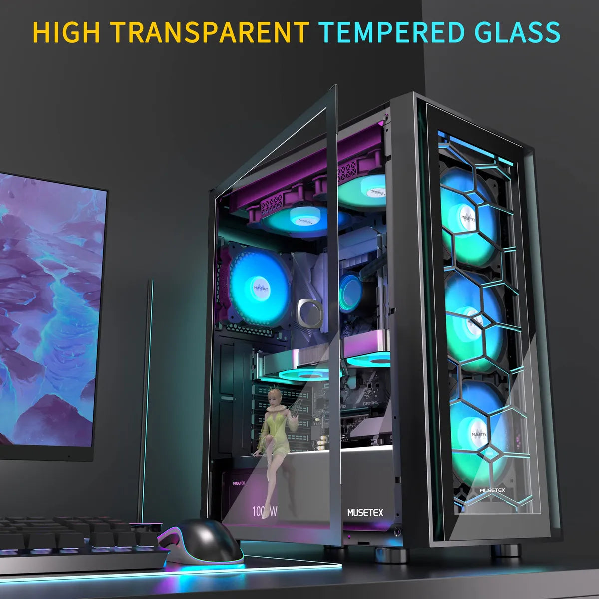 Funda De Pc Con Ventiladores Argb Preinstalados