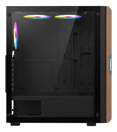 Caja Gabinete Gamer Iceberg Wood Core Argb 6 Ventiladores Negro