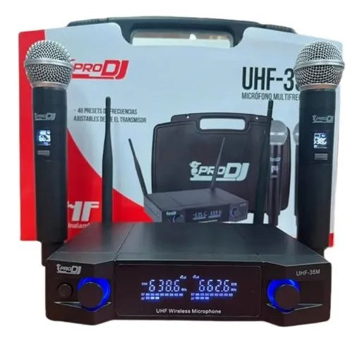 Micrófono Inalámbrico Doble De Mano Pro Dj Uhf-35m Negro