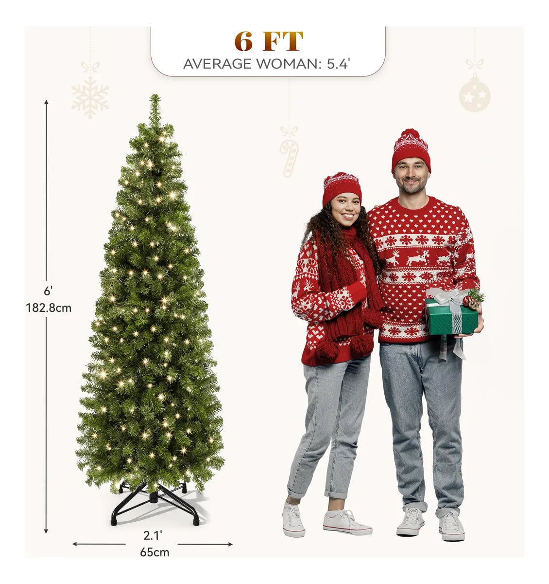 Yitahome Arbol De Navidad Artificial Preiluminado De 6 Pies