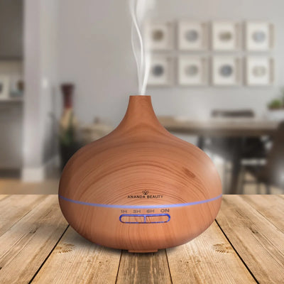 Difusor Aroma Humidificador Ananda Beauty Q-19 300ml Luz LED Marrón