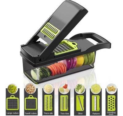 Cortador De Verduras 14 En 1 Rallador Rebanador Con Accesori Griss Oscuro
