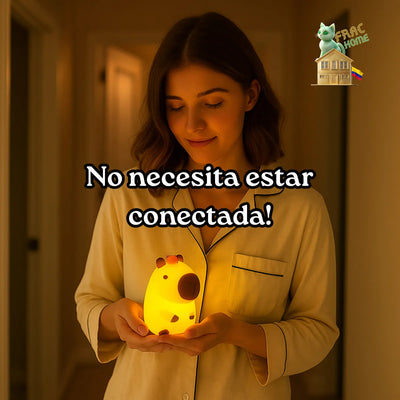 Lámpara Luz Nocturna Táctil Silicona Led Cálida Capibara Chigüiro Carpincho Adorable Tierno Kawaii Lectura Suave Decorativa Dormitorio Habitación Mesita Acogedor Recargable Usb Regalo Infantil