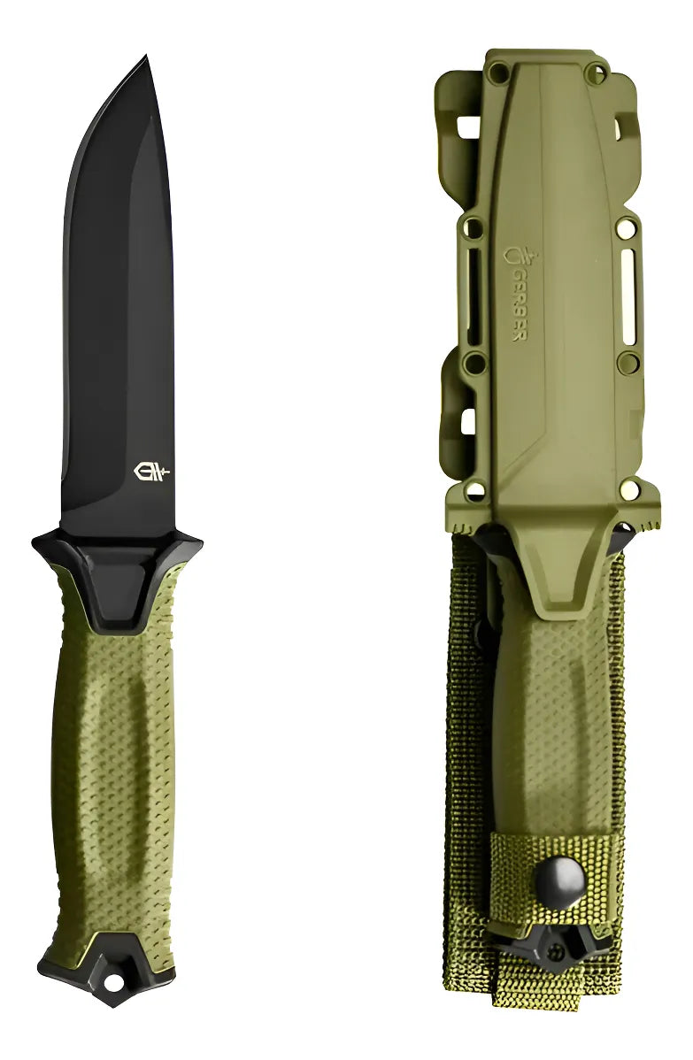 Cuchillo Puñal Táctico Gerber Bear Grylls Y Funda Senderismo Plateado