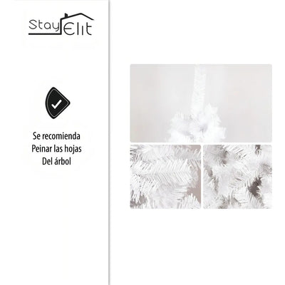 Árbol De Navidad Pino Navideño 1.90 M Grande Con Soporte Color Blanco