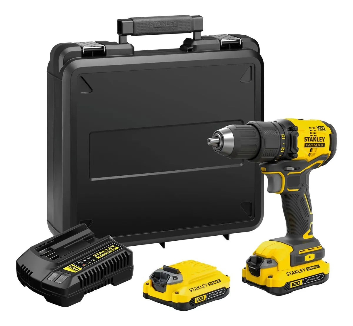 Taladro Atornillador Stanley 20v Bl 1/2 2 Bat Sbd710c2k-b3 Amarillo