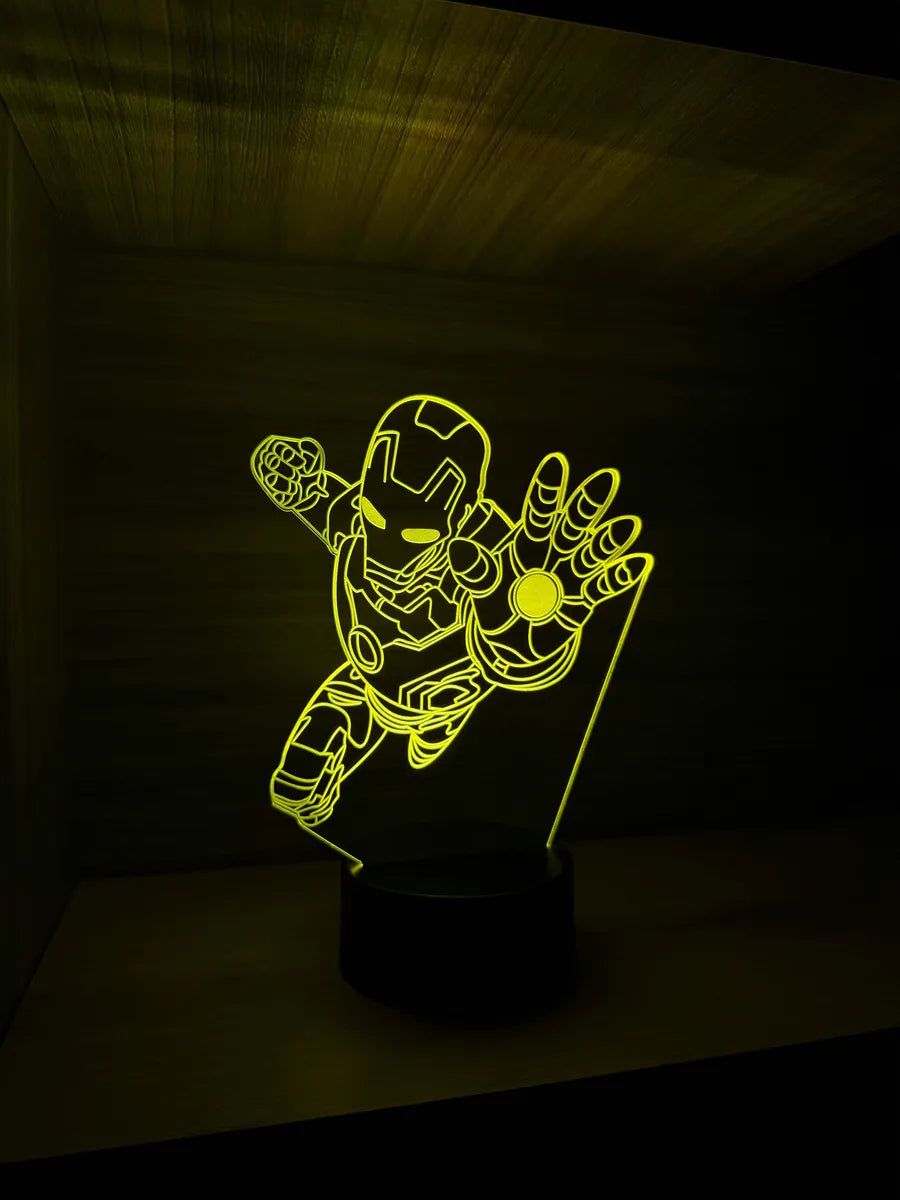 Lámpara De Noche Led Iron Man Holograma Regalo Decoración Negra