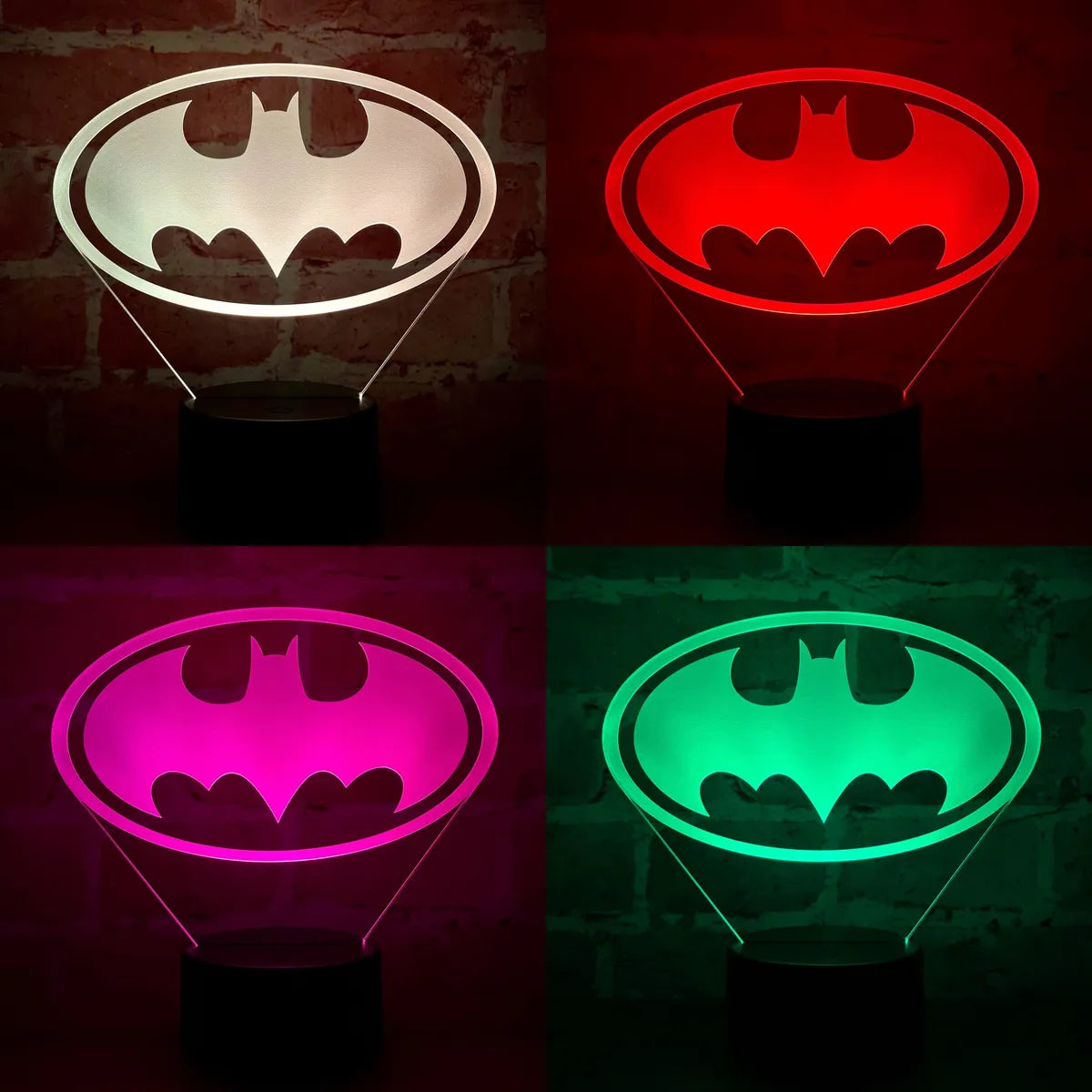 Lámpara De Noche Led Logo Batman Holograma Decoración Regalo Negra