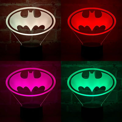 Lámpara De Noche Led Logo Batman Holograma Decoración Regalo Negra