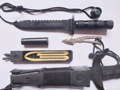 Cuchillo Tactico De Supervivencia Camping Cauchera Brujula Negro