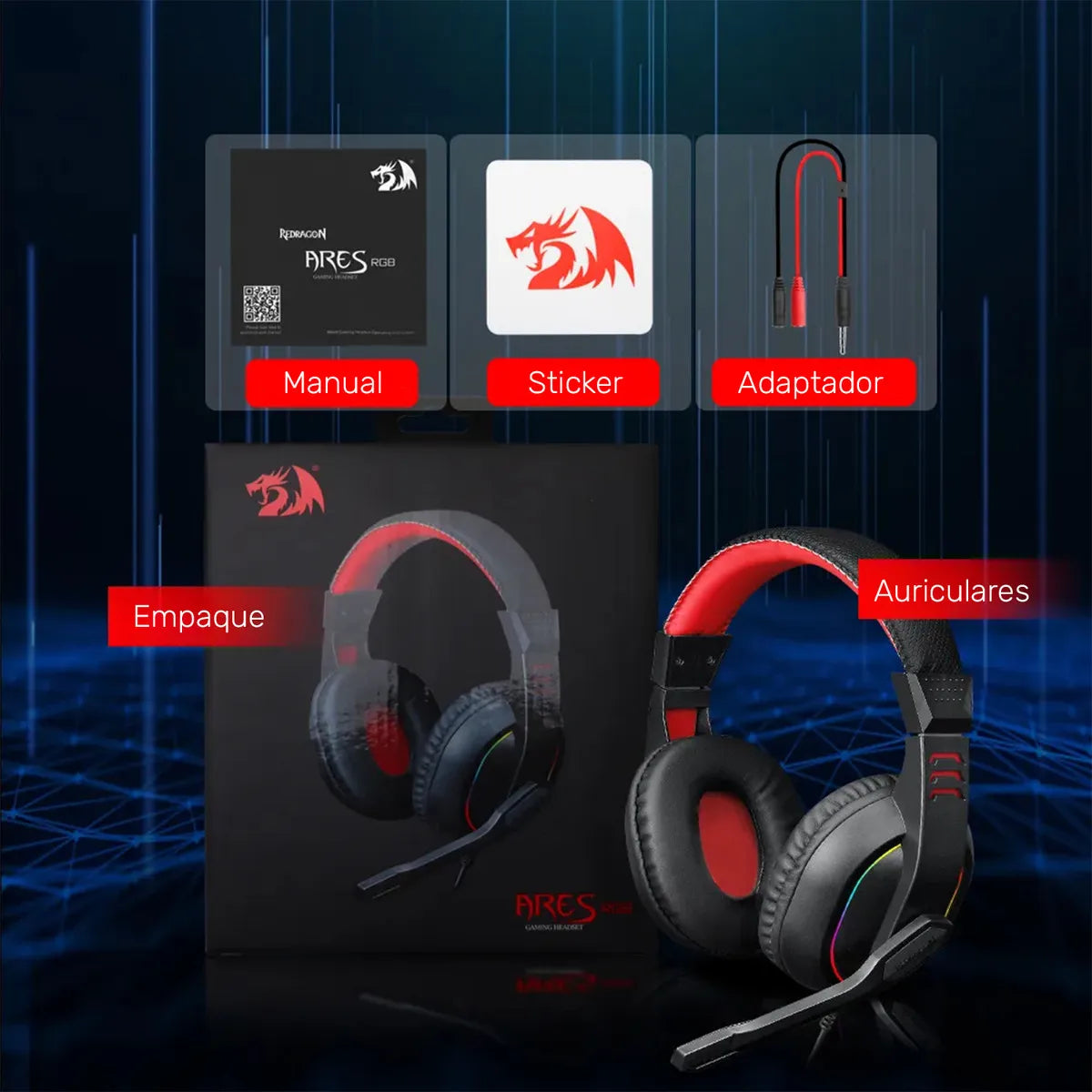 Audifonos Gamer Redragon Ares H120 Rgb Negro