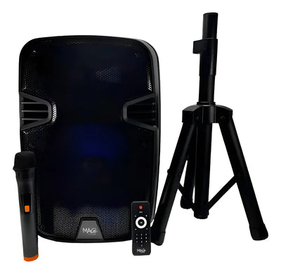 Parlante 12 Pulgada Magi C/directa/recargable Base+microfono Negro