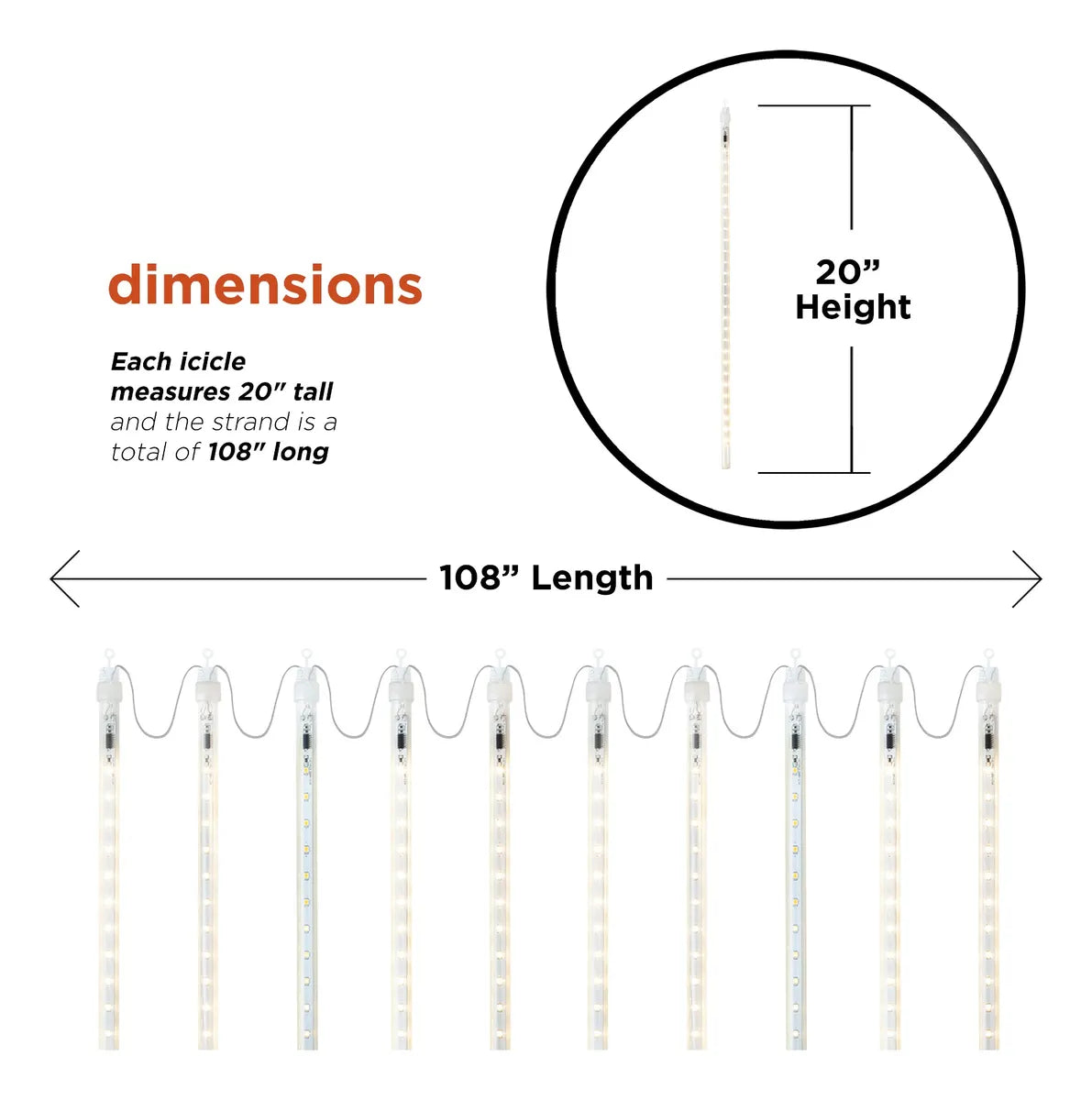 Extensión 10 Tubos Con Luces Navideñas Led Alpine