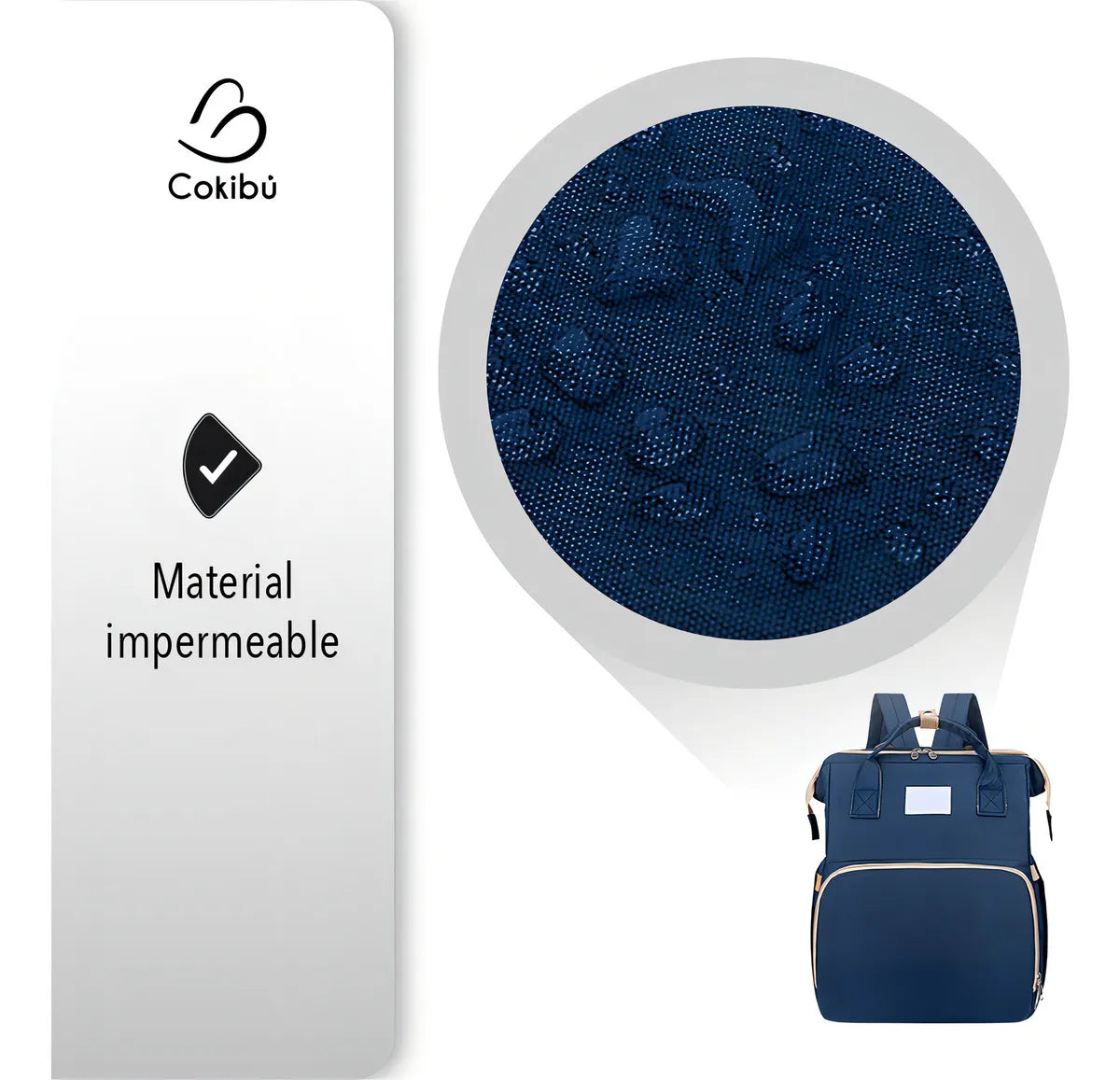 Pañalera Morral 3 En 1 Color Azul Cokibú Color Azul Oscuro Diseño De La Tela Oxford