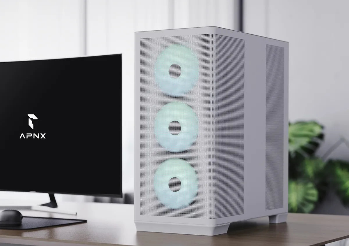 Gabinete Gamer Apnx C1 Blanco Maxima Calidad Alta Gama 4 Fan