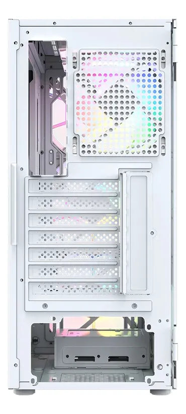 Chasis Gamer Xyz Airone 100 Glass Blanco X6 Fans Argb Vidrio