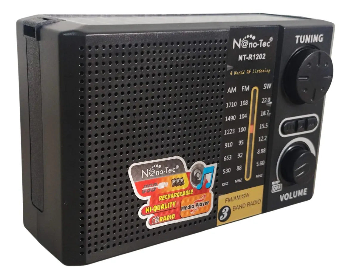 Radio 3 Bandas Batería Recargable Panel Solar Linterna Led