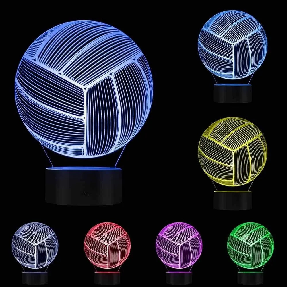 Lámpara De Noche Led 3d Balon Voleibol Regalo Holograma - Negro