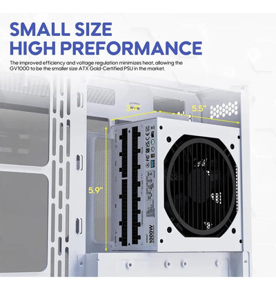 Fuente De Poder 1000w Atx 3.1, Pcie 5.1, 80+ Gold Vetroo Blanco