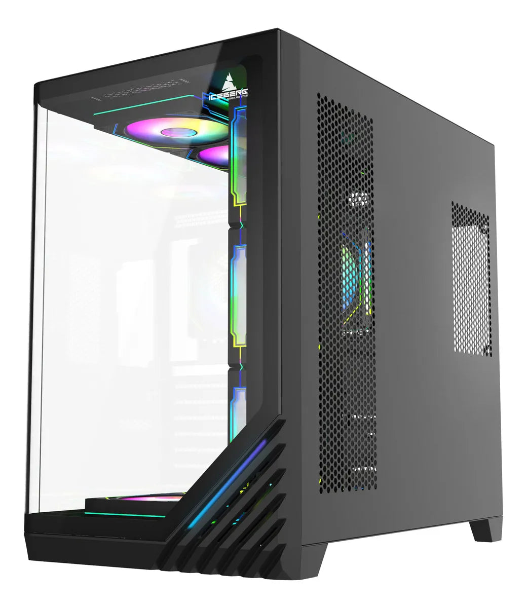 Gabinete Gamer Iceberg Crystal Wave L 7 Fans Negro