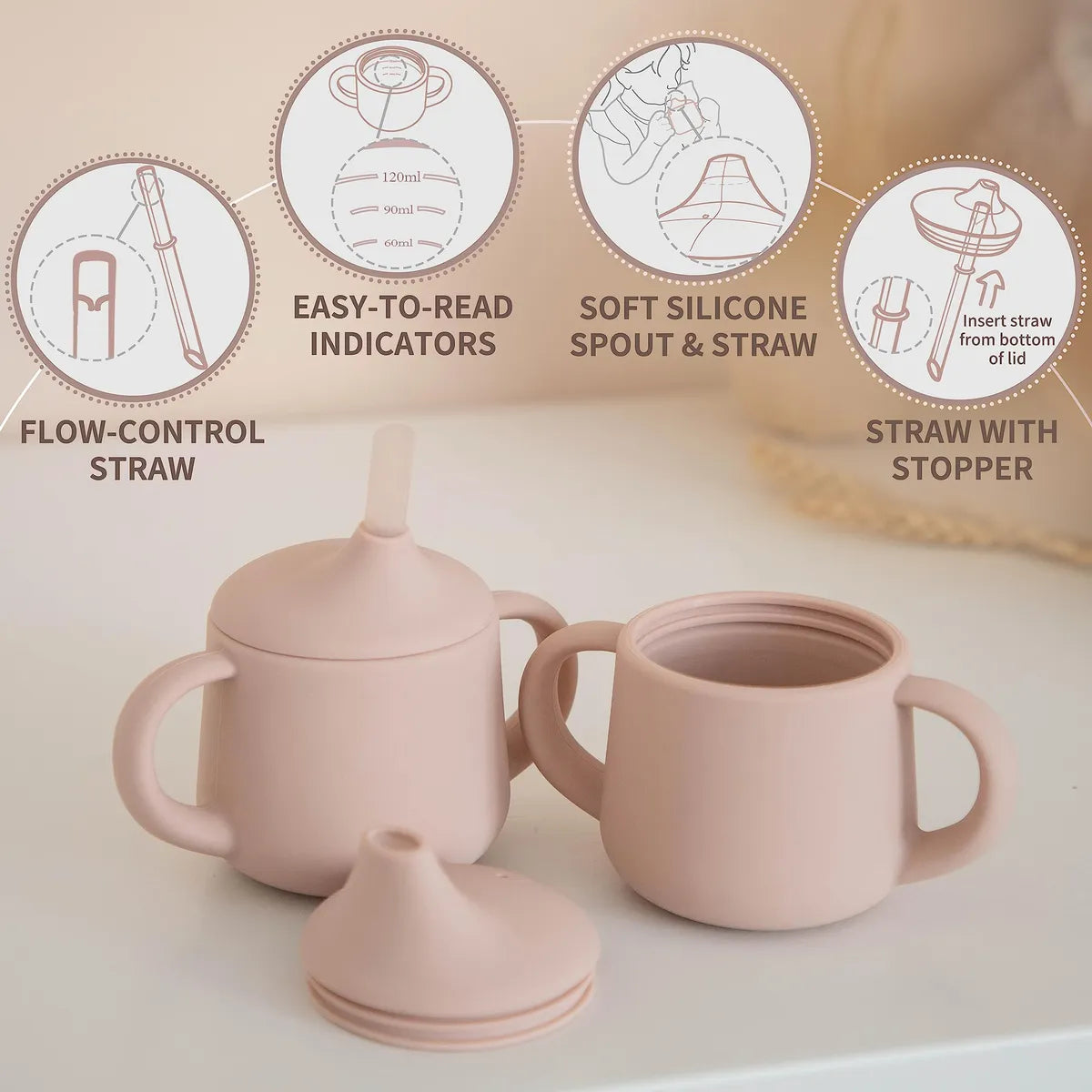 Moonkie Vasos De Silicona Para Bebes | Taza De Entrenamiento
