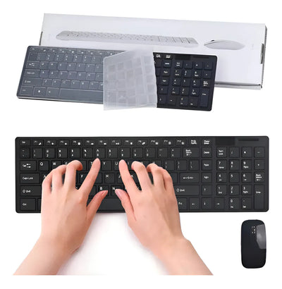 Combo Teclado Mouse Inalambrico Con Receptor 2.4g K-06 Kit Color Del Mouse Negro Color Del Teclado Negro