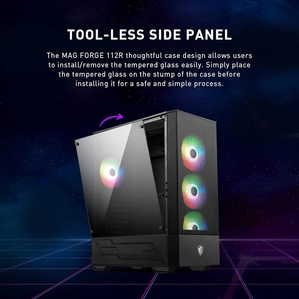 Msi Mid-tower Pc Gaming Case Panel Lateral De Vidrio Templad Black