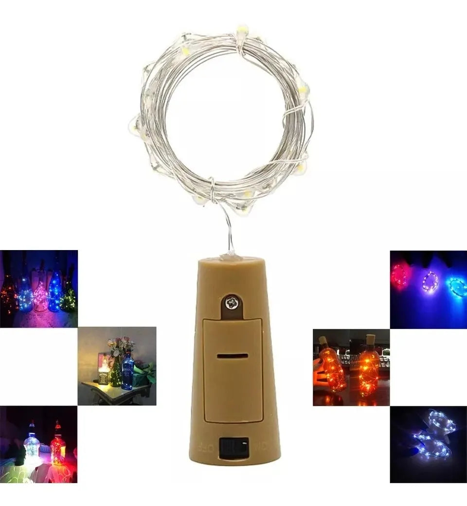 Alambre 20 Led 1.80mt Tipo Corcho Pilas Luz Hada Botellas