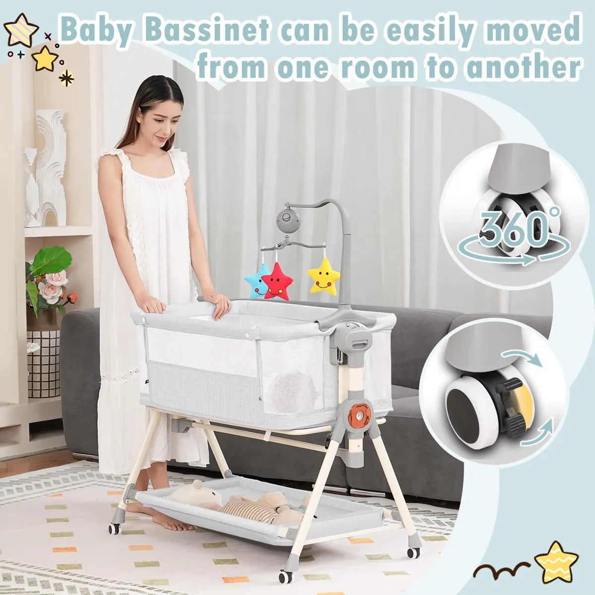 Meichyun Cuna Mecedora Para Bebe, Moises De Noche Para Bebe,