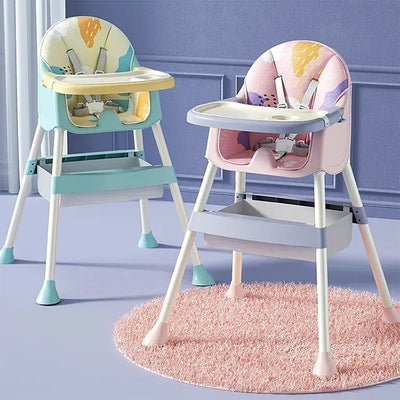Silla Comedor Para Bebe Portátil Niños Niñas Color Rosado Bolas