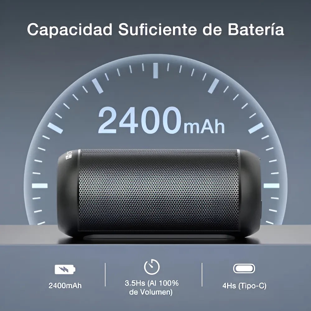 Parlante Bluetooth Portátil 1Hora BOC242 FM Bocina con Luces RGB Conectividad AUX/USB/TF Color Negro Ideal para Fiestas y Cumpleaños