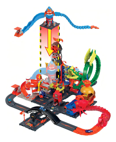 Pista de autos Hot Wheels City Gorila en la Gasolinera color azul - 2 piezas