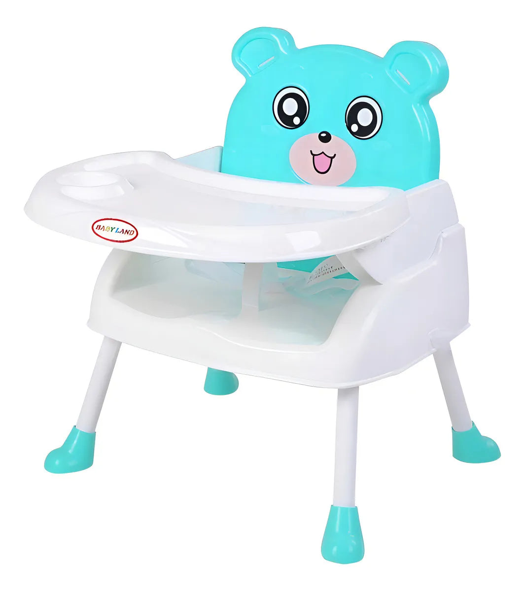 Silla Comedor Para Bebe Portátil Niños 4 En 1 Color Verde Menta Liso