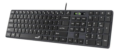 Teclado Genius SlimStar QWERTY Membrana español color negro con luz no