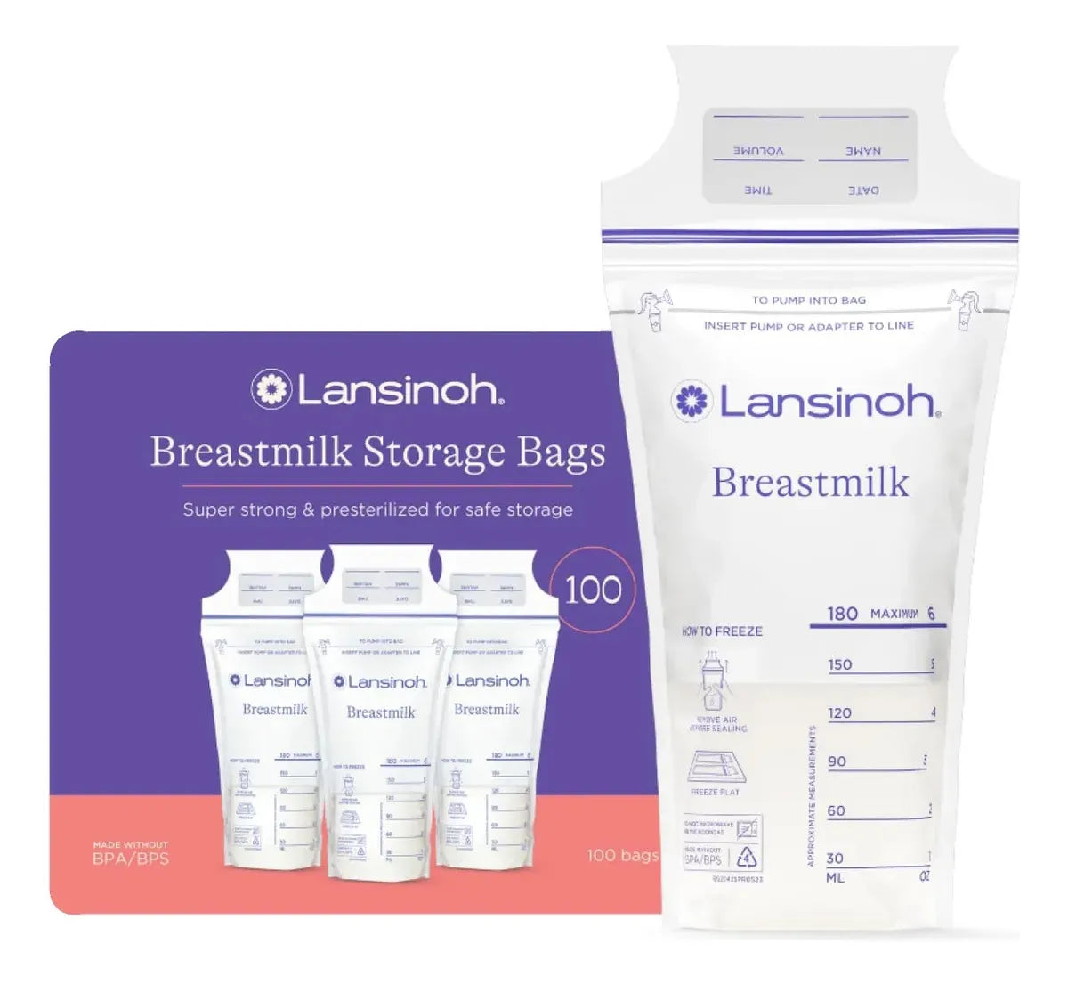 Bolsas Leche Materna Lasinoh 100 Und Pre-esterilizada 180ml