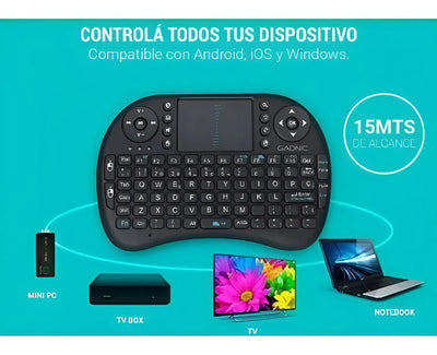 Mini Teclado Inalámbrico Airmouse Android Smart Tv Iluminado Mouse Color Teclado Black