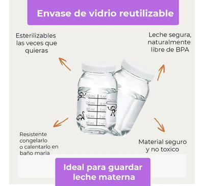 12 Frascos Envase Vidrio Almacenar Leche Materna 8 Oz