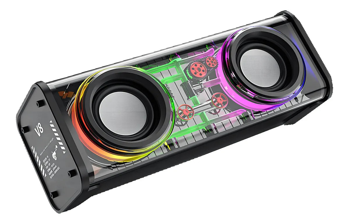 Bocina Portátil Ligero Bluetooth Tws Altavoz Inalámbrico Recargable Parlante Ldnio Luces Led Rgb Sonido Estéreo Graves Potentes Reproductor Música Negro Compacto Duradero