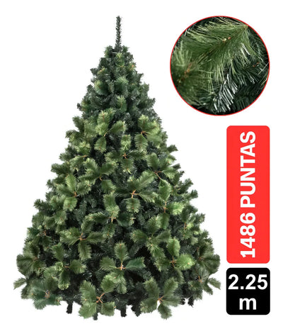 Arbol De Navidad Nevada 2.25m 1349 Puntas Gio Home Pino Navideño Look Natural Base Metalica Artificial Para Decoracion Con Bolas Adornos Extensiones Cintas Bombillos Botas Campanas Luces Estrella Noel