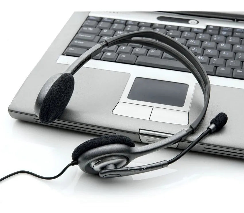 Auriculares Logitech Com Microfono Oficina H111 981-000612 Ajustable Gris
