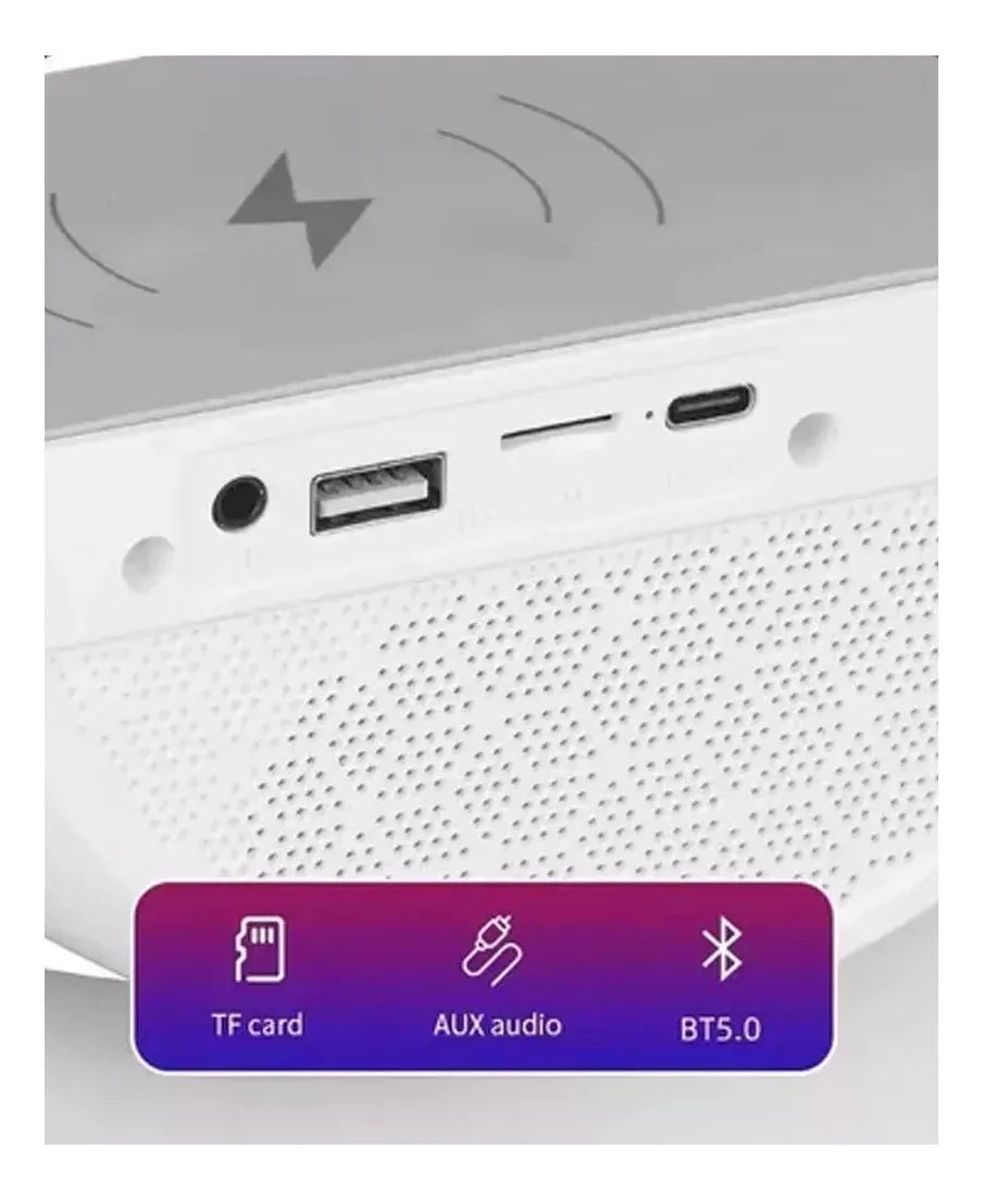 Lampara Parlante Bluetooth Bt-2301 Carga Inalámbrica Blanco