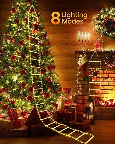 Set Luces Led De Escalera Navideña 10' Con Santa Claus