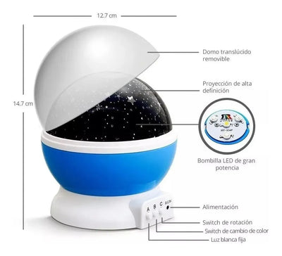 Lampara Proyector Giratorio Estrellas Luz Regalo Niños Bebé Violeta