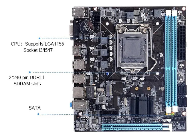Board H61 Socket 1155 6 Usb Hdmi Puerto Nvm Nueva Negro