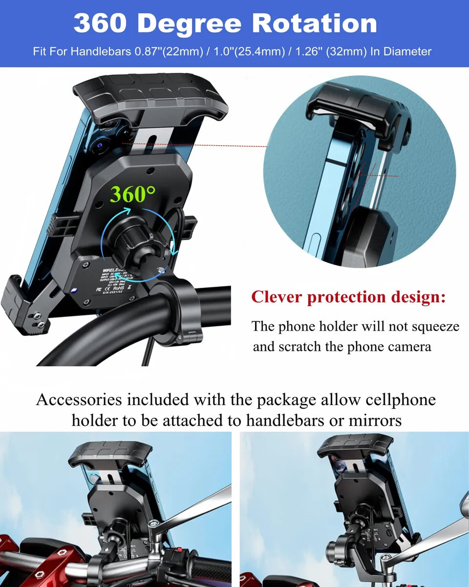 Brcovan - Soporte Para Telfono De Motocicleta Con Cargador I
