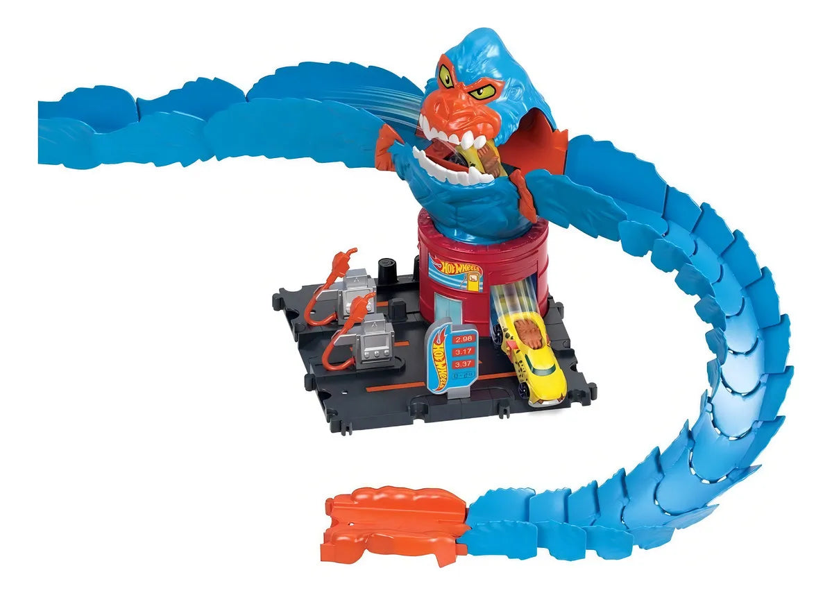 Pista de autos Hot Wheels City Gorila en la Gasolinera color azul - 2 piezas
