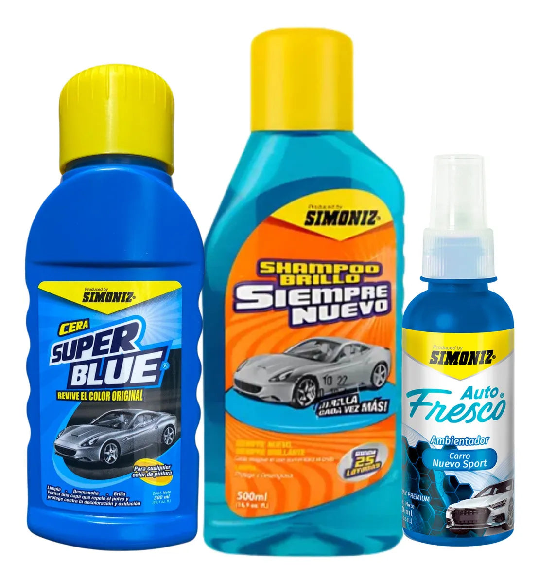 Shampoo Brillo Simoniz 500ml Y Cera Superblue Y Ambientador