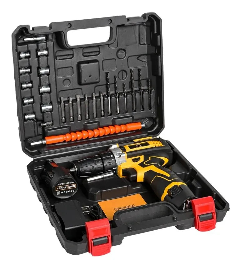 Taladro Destornillador Inalámbrico 12v Ferrenovo Amarillo